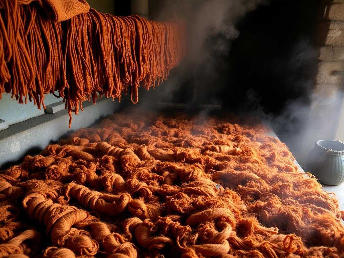 Dyeing stage of handmade rug production